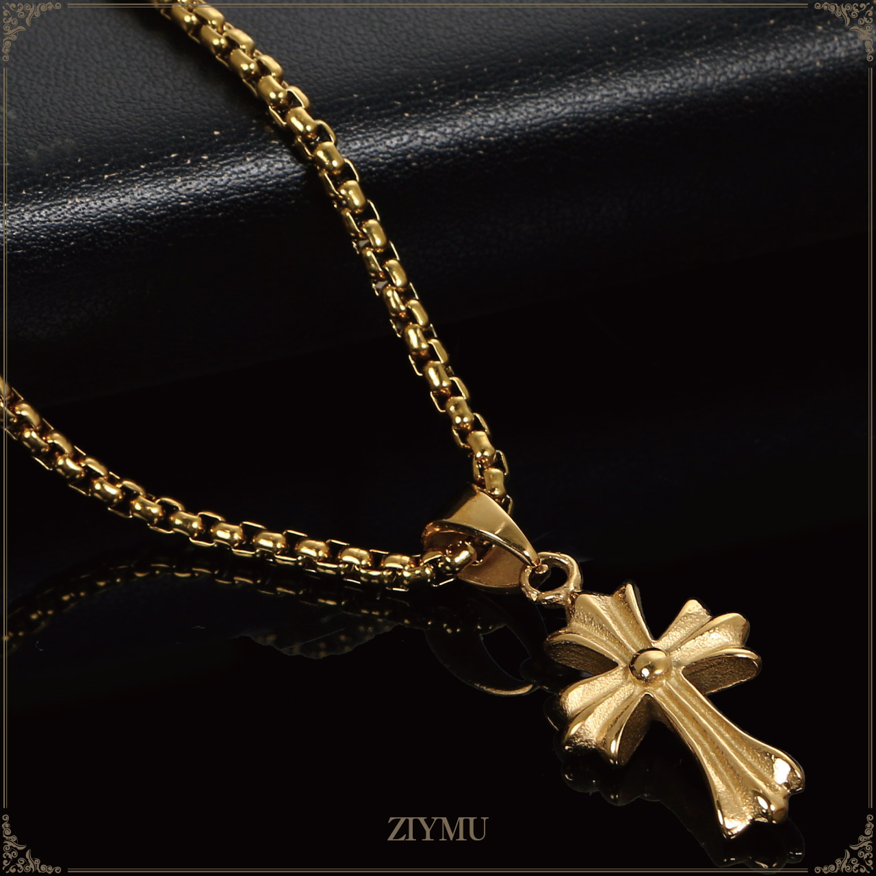 ZIYMU] ネックレレス クロス ペンダント ステンレス ベネチアン